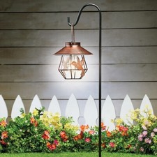 Lanterne De Jardin À LED Solaire En Cuivre Avec Crochet De Berger