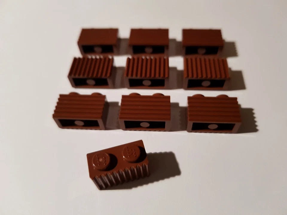 LEGO® 10 x 2877 Basic Stein 1 x 2 rotbraun geriffelt 422330 (#AC04) ReddishBrown
