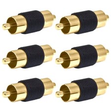 6 Pcs RCA Male to Male Audio Video Coupler Adapter Connector Cable Joiner Gold