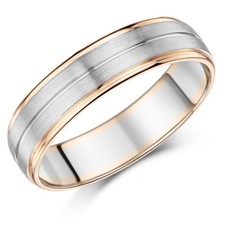 Palladium and 9ct Rose Ring Gold 6mm Men's Wedding Ring