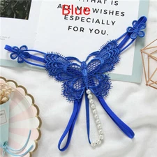 Sexy Women's Lace Pearl Thong G-string Panties Lingerie Underwear Crotchles USA