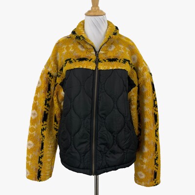 Thread & Supply Jacket Womens M Yellow Black Insulated Lined Aztec Southwestern