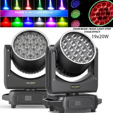 2X 380W Moving Head Light w/Light Strip RGBW DMX Zoom Beam DJ Light Disco Bar