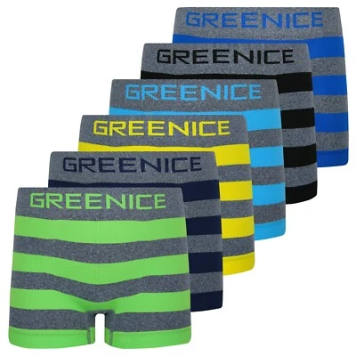 GREENICE 6er Pack Jungen Boxershorts Unterwäsche Pants Tunks Short Mikrofaser Gestreift