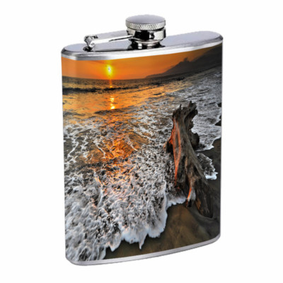 Velociraptor Dinosaurs Engraved 8oz Stainless Steel Hip Flask – Silver