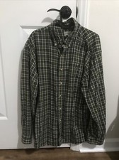 Ll Bean 0 RRJ6 Green Flannel Button Down Shirt Large