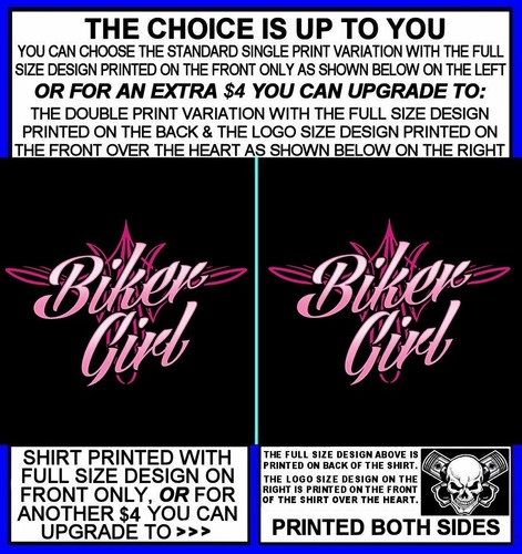 Biker Girl Outlaw Biker V Twin Motorcycle Rider Skull T-shirt AB27 - Picture 2 of 12
