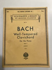 Schirmer's Library BACH Well-Tempered Clavichord for the Piano Book Music Ed