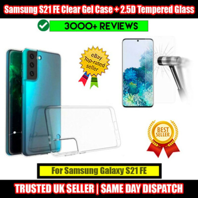 Für Samsung Galaxy S21 FE 5G TPU Gel Hülle Case Cover Silikon + 2.5D Hartglas