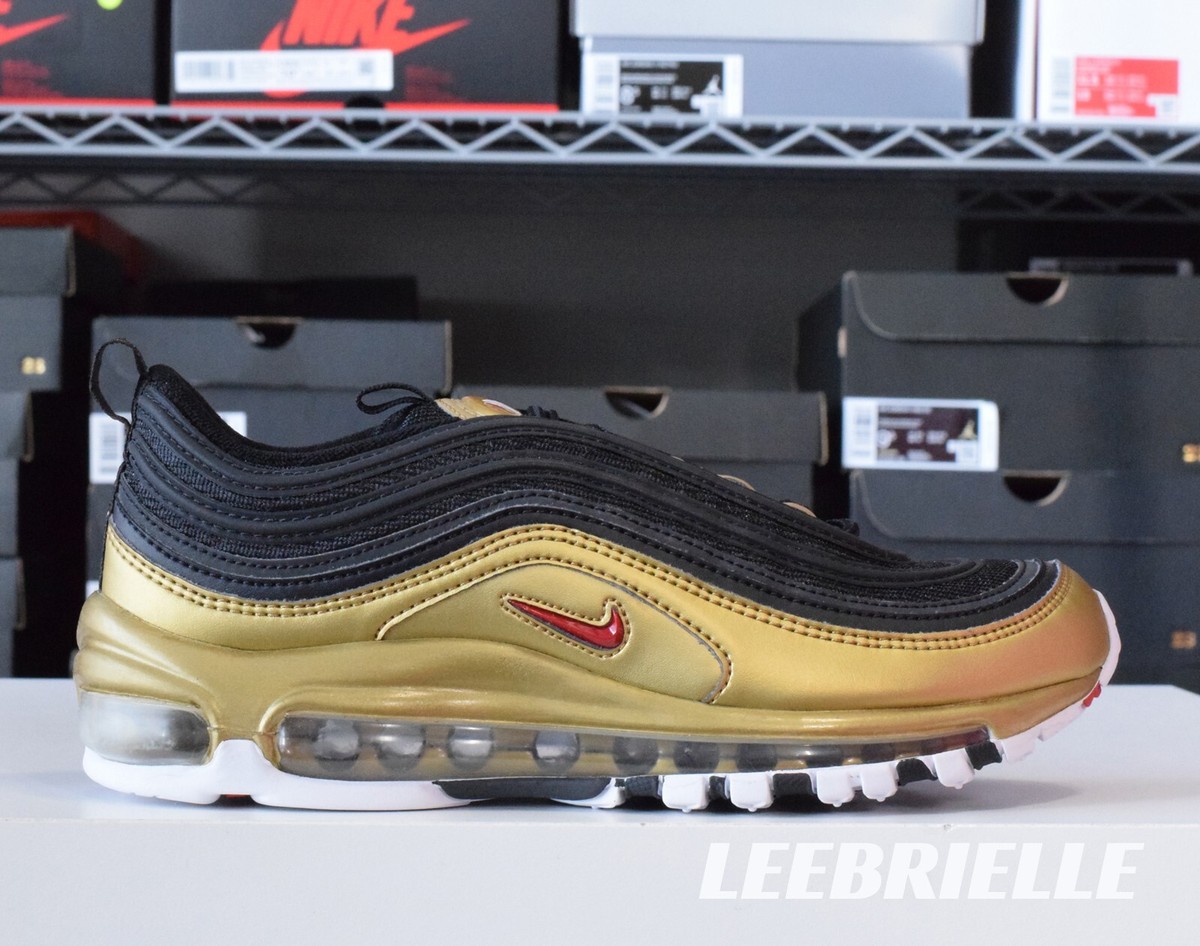 Nike Air Max 97 QS Black Red Metallic Gold AT5458-002 Men's