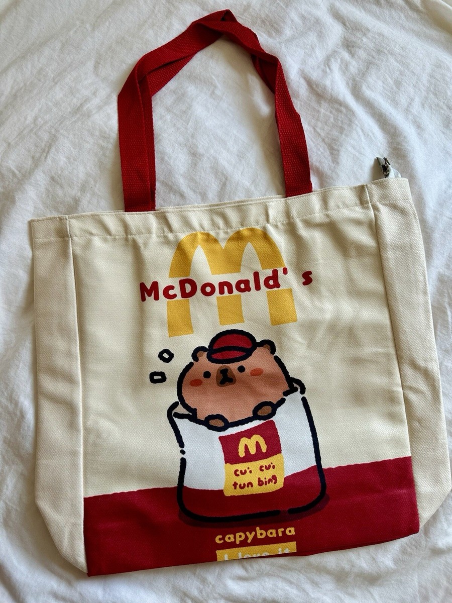 Cute Capybara Velvet Fabric Tote Bag McDonald's Theme