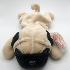 TY Beanie Babies Collection Pugsly Beanie Baby Pug Dog 1996 w/ tag case