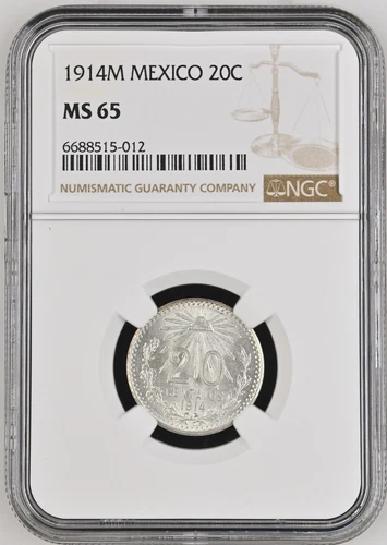1914 M Mexico 20 Centavos NGC MS 65