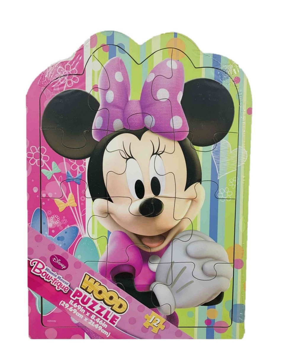 Disney Minnie Mouse 12 Piece Shaped Wood Puzzle Oh My!