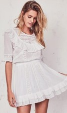 $325 LOVESHACKFANCY Cooper White Cotton Lace Mini Dress Size Small
