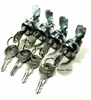 4/Pk 7/8'' Cam Lock Keyed Alike Cabinet Desk Drawer Pinball Furniture Baggage