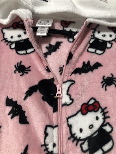 HELLO KITTY Halloween Pajamas Size Small Pink One Piece Hooded Sleepwear PJs NWT - Picture 3 of 15