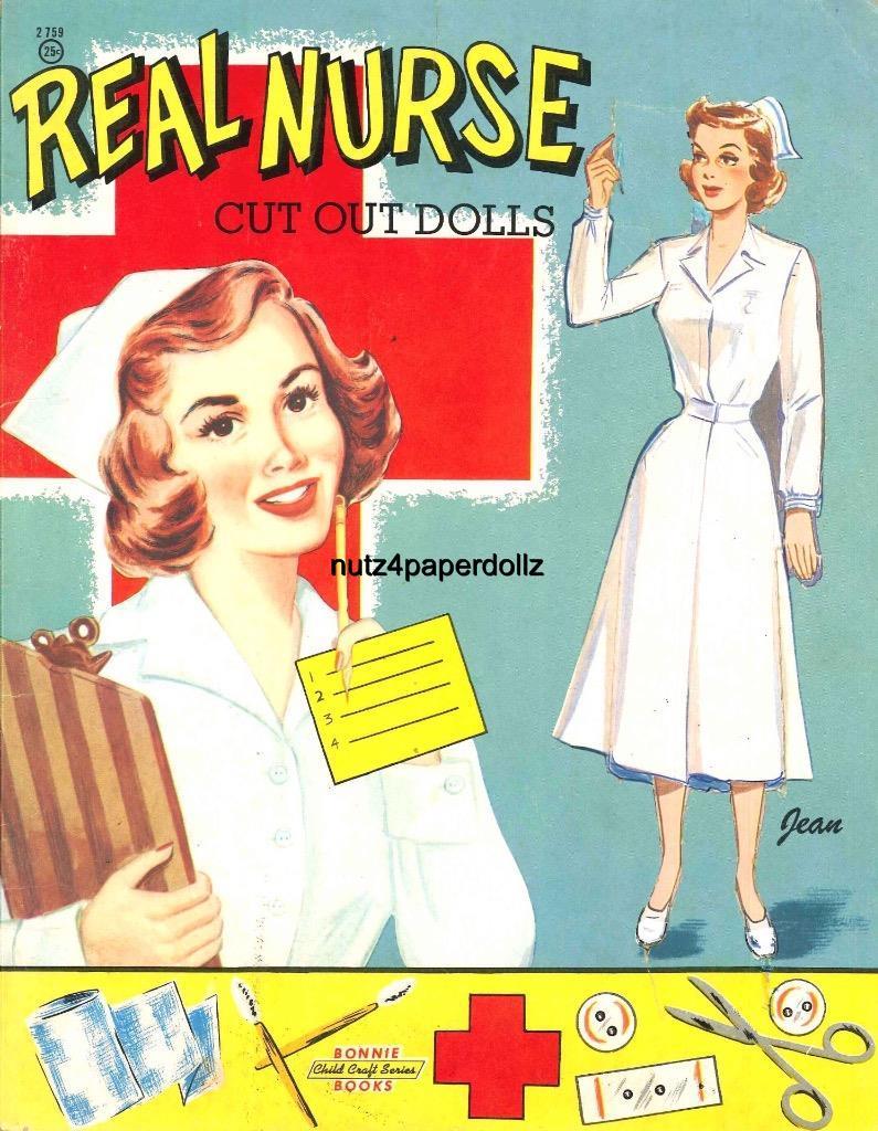 VINTGE 1940S REAL NURSE PAPER DOLL ~RARE UNCUT ORG SZ LASER REPRODUCTION  NO.1SEL