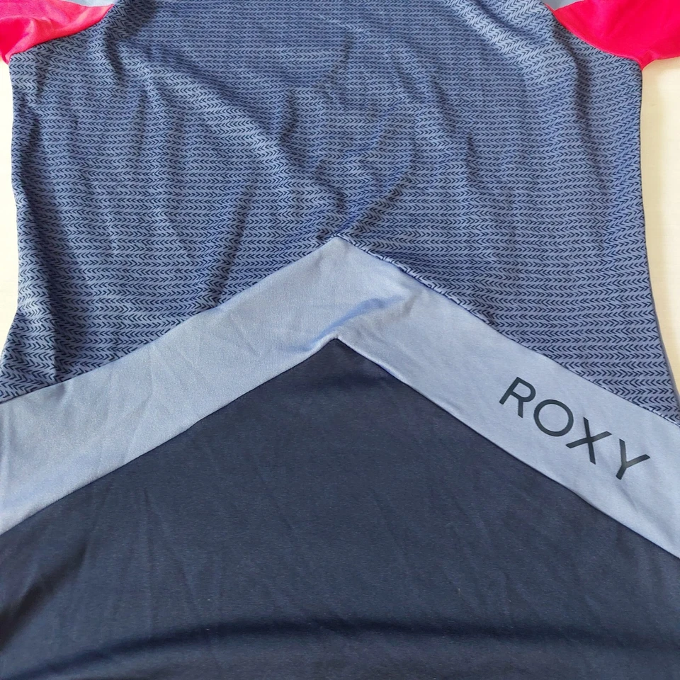 Vintage 1980-90s Roxy Periwinkle Coral Mock Neck Raglan Surf USA L Shirt S/S - Image 4 of 4