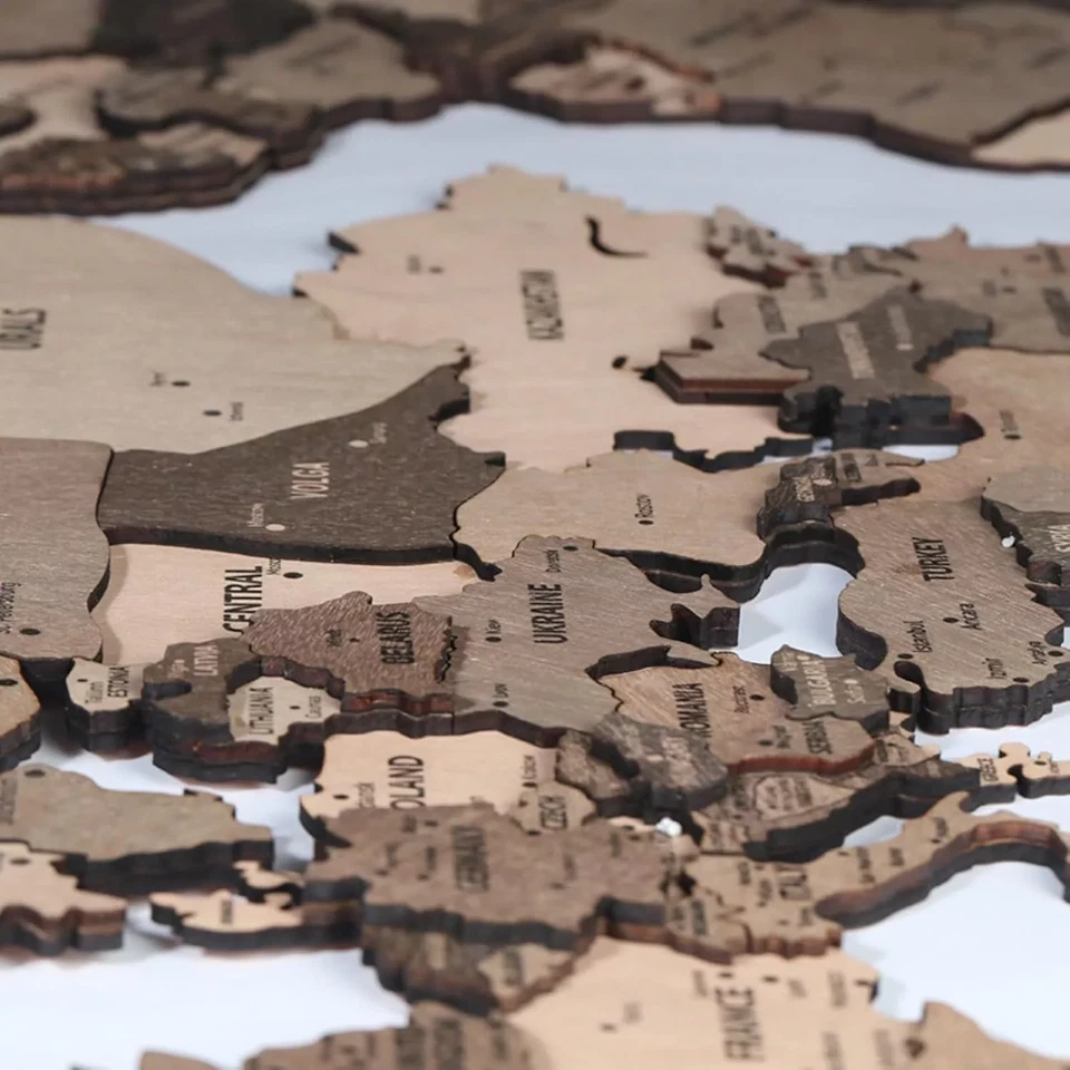 World Map Wall Art Wooden 3D Map Of The World Rustic Wall Decoration Office Home - Image 4 of 4