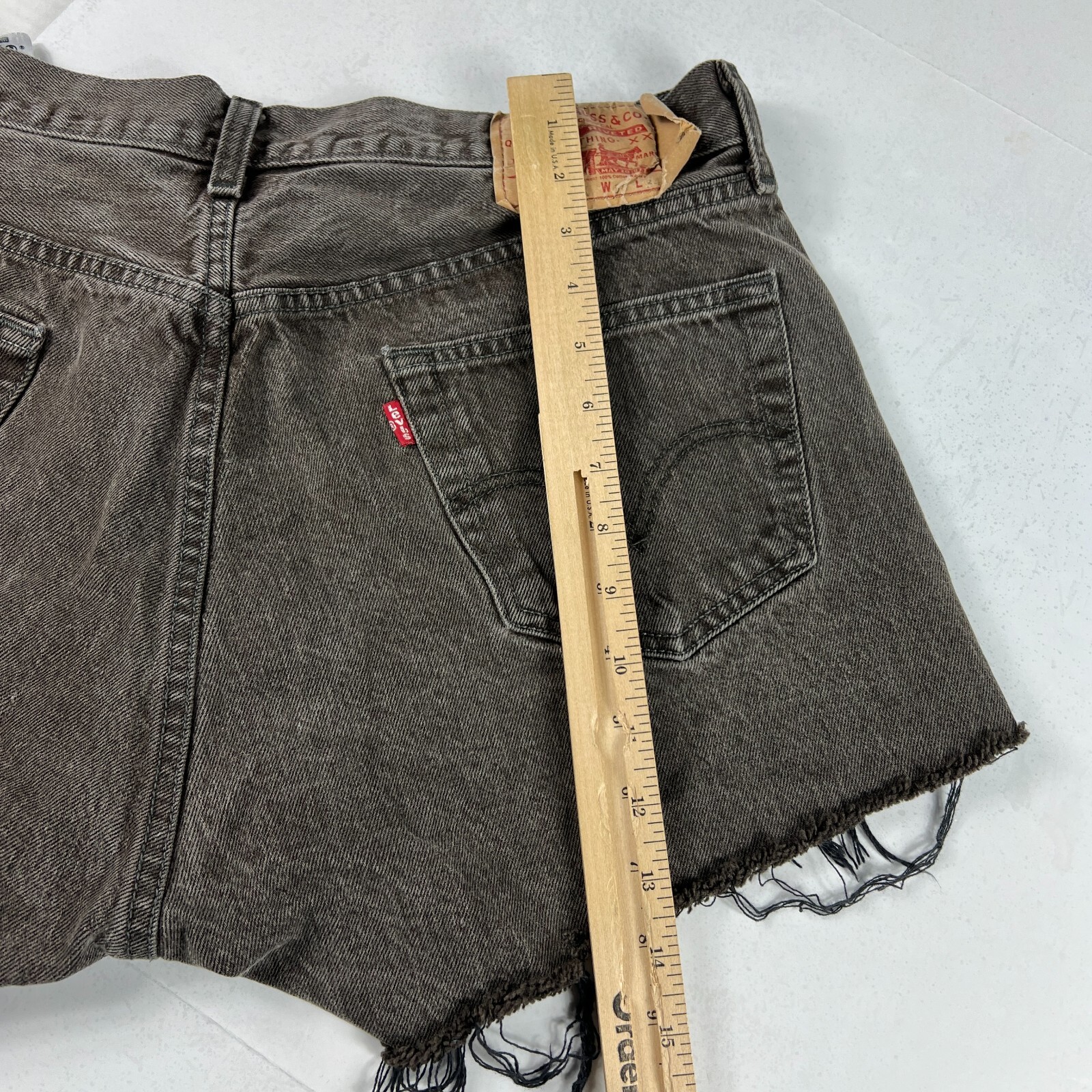 Levi's Jean Shorts Men's 35* 501 Straight Dark Brown Cut Off Denim Jorts Tag 38