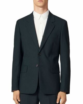 Sandro Men's Dark Green Slim Fit Suit Jacket, 32