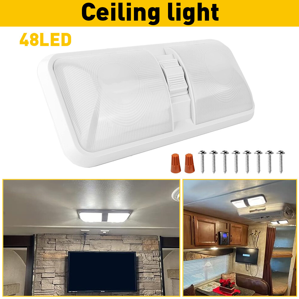 RV Interior 48 LEDs Light Ceiling Camper Trailer 11V-18V 600LM with Switch White