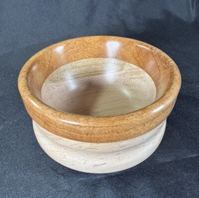 Handcrafted Turned Wooden Bowl 3.5  H × 5'' High Polished Candy Jewelry Decor