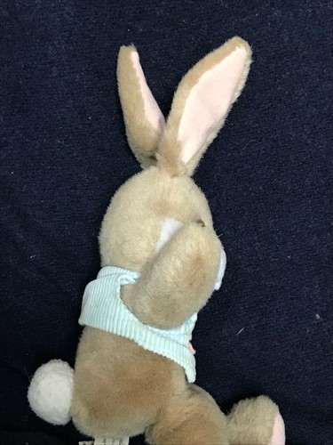 Gently Used Plush Applause Brown PETER COTTONTAIL Bunny Rabbit w Light Blue Vest - Picture 12 of 12