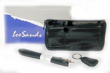 LEE SANDS eel skin Zip WALLET Sm Clutch Cross Body w/ Strap Key Fob NEW in box