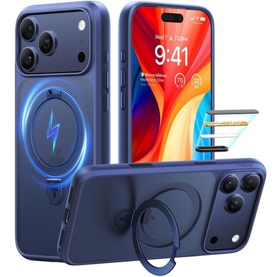 TORRAS Ostand Magnetic Case For iPhone 17 Pro MagSafe Kickstand Slim Matte Blue