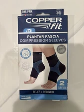Copper Fit Ice Plantar Fascia Compression Sleeves • Pair Unisex • Small/Med NEW