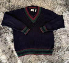 Vintage Chaps Ralph Lauren Sweater Mens L Knit Ramie Cotton 90s Preppy Stripe