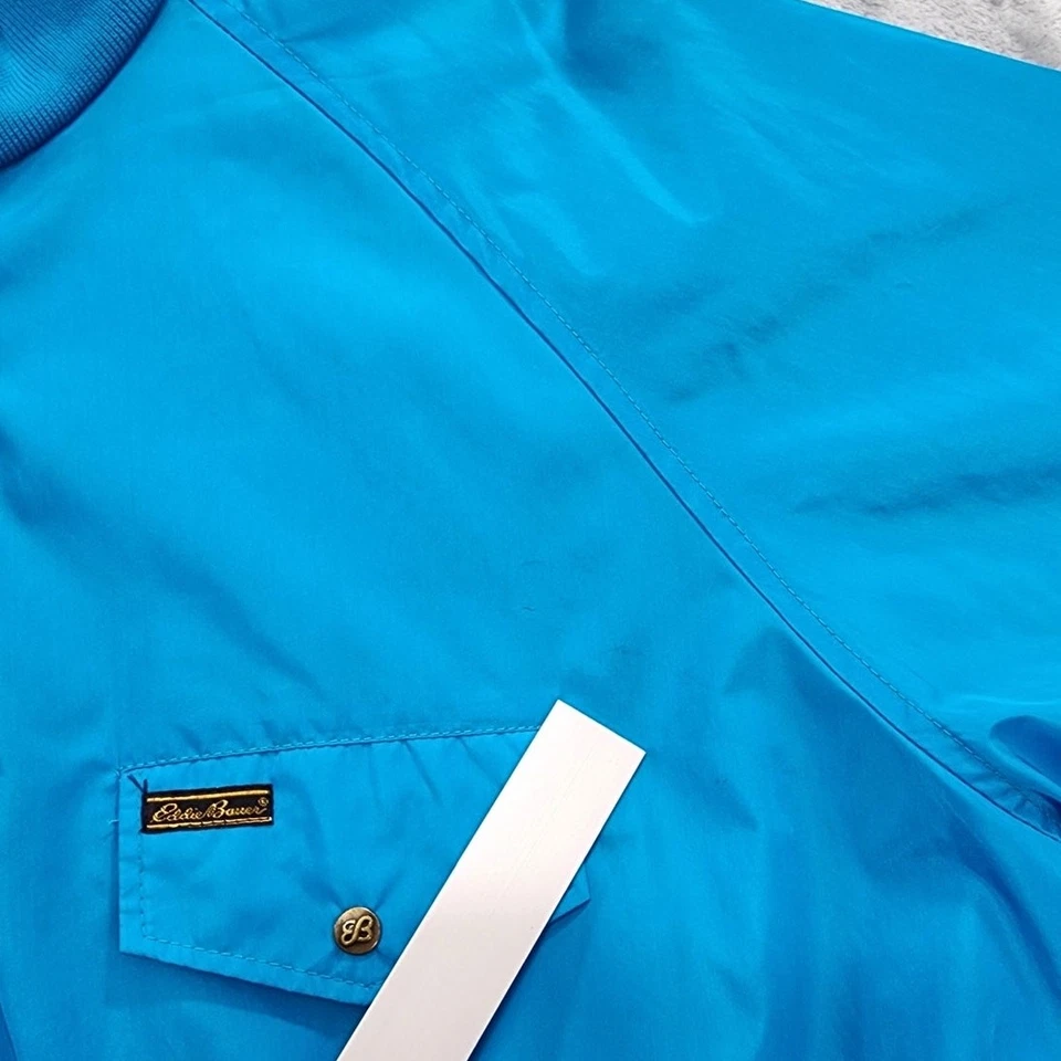 Chaqueta cortavientos vintage Eddie Bauer para hombre XL azul pulóver cuello a presión al aire libre Foto 4 de 4