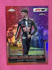 2025 Topps Chrome F1 Oliver Bearman On The Move Pink Refractor /250 RC #186