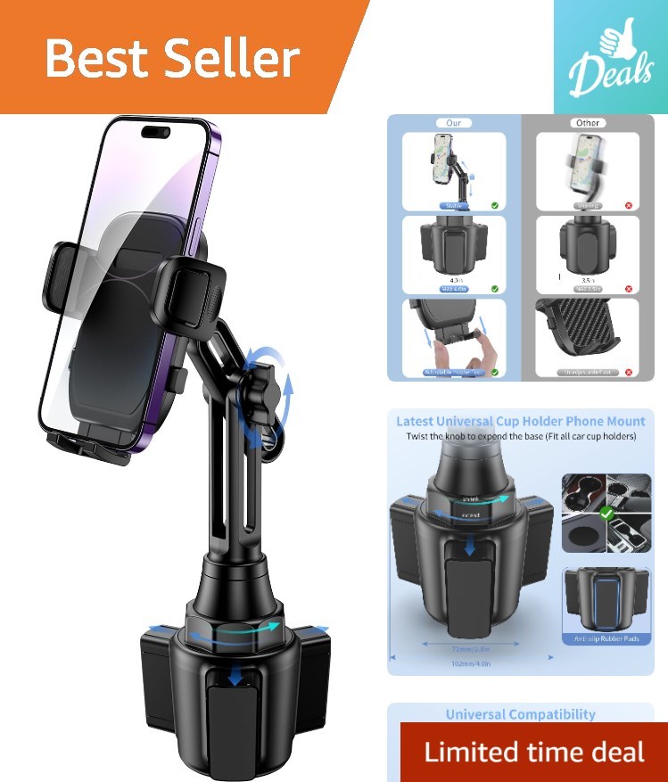 Adjustable Cup Phone Holder for Cars - Compatible with All S