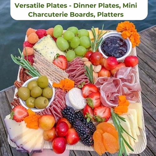 Platos de hoja de palma 10 pulgadas cuadrados paquete de 25 platos de cena | Plato desechable como... - Imagen 3 de 7