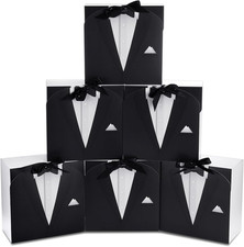 Set of 6 Groomsmen Box with Ribbon Groomsman Proposal Gift for Men Paper Gift Bo