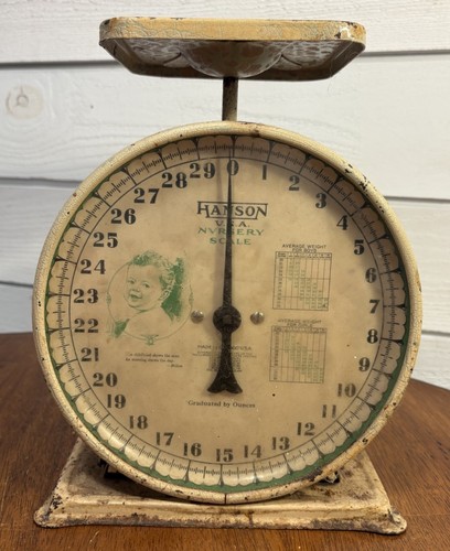 Vintage Hanson Nursery Scale Base 1 to 30 lbs USA Made Baby Decor Chicago