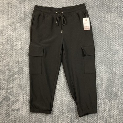 Ebb & Flow Athleisure Capri Joggers Women's M Black Relaxed Fit Pockets NWT New