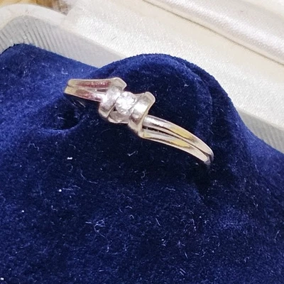 bague solitaire or blanc diamant 2,5mm design contemporain poinçon 750 taille 52 - Photo 1/4