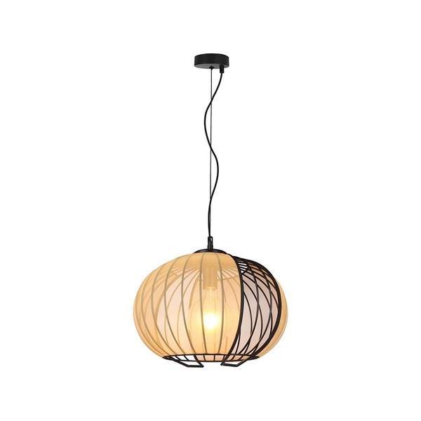 Pendelleuchte HäNgeleuchte Wohnzimmerlampe Deckenlampe Beige Textil H 150 Cm-image