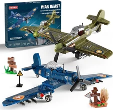 WW2 Military Plane Sets: US F4U & UK Spitfire Fighter Jet Models for Kids