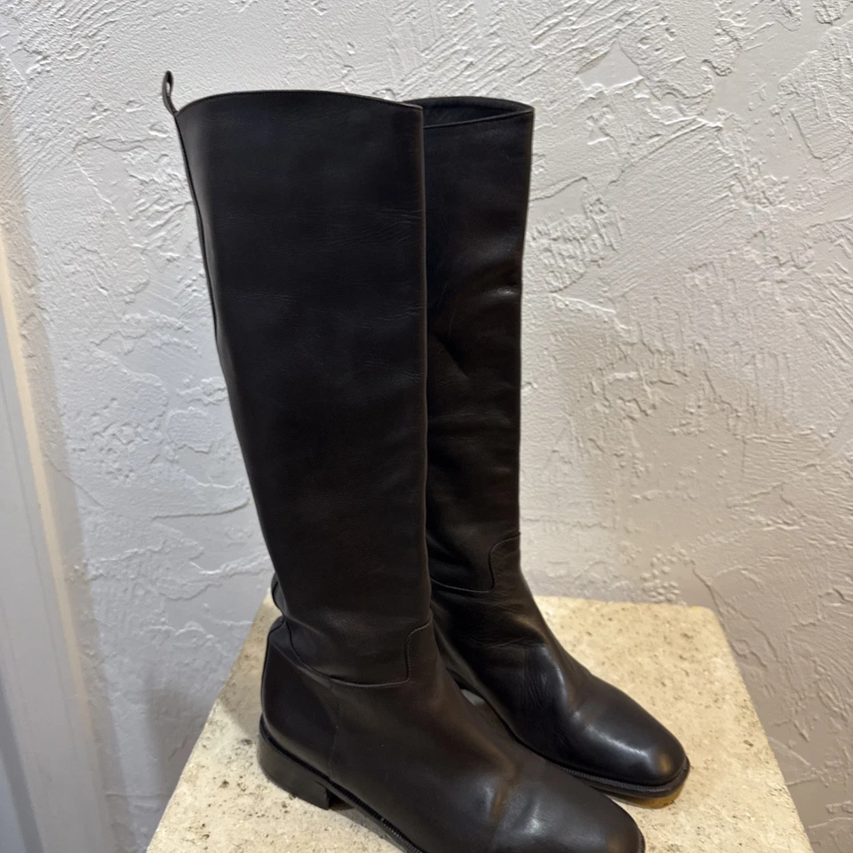 Botas de Equitação Bally Marrom Couro Alto Pull On Tamanho Eu 37.5 - EUA 7 - Imagem 3 de 4