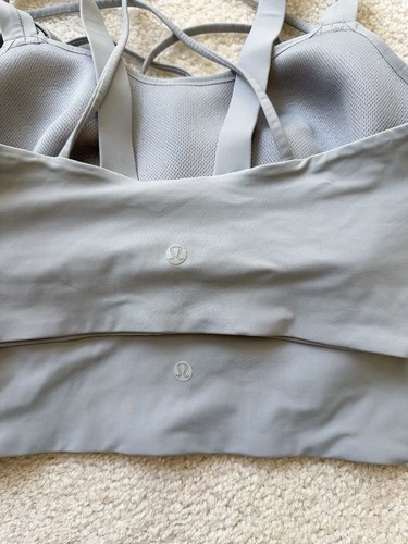 Lot Of 2 Lululemon Like a Cloud Bra Long Line Light Support B/C Cup Gray Size 8 - Picture 3 of 4