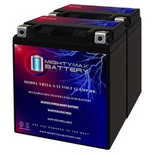 Mighty Max YB12A-A 12V 12AH Rechargeable SLA AGM Motorcycle Battery - Pack of 2