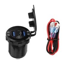 Universal 3 Ports QC3.0+PD USB Car Fast Charger Adapter LED Socket Power Outlet