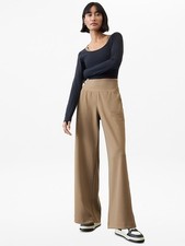Athleta M Medium Venice High Rise Wide Leg Pant NEW Brownstone Beige 982868