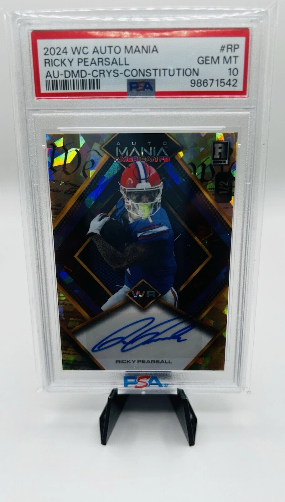 Ricky Pearsall Wild Card Auto Mania American Football Hobby Autographs #RP Diamond-Crystal Holographic Foil-Constitution