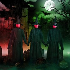 Halloween Decorations Outdoor 3PCS Light up Witches Holding Hands Witches with S